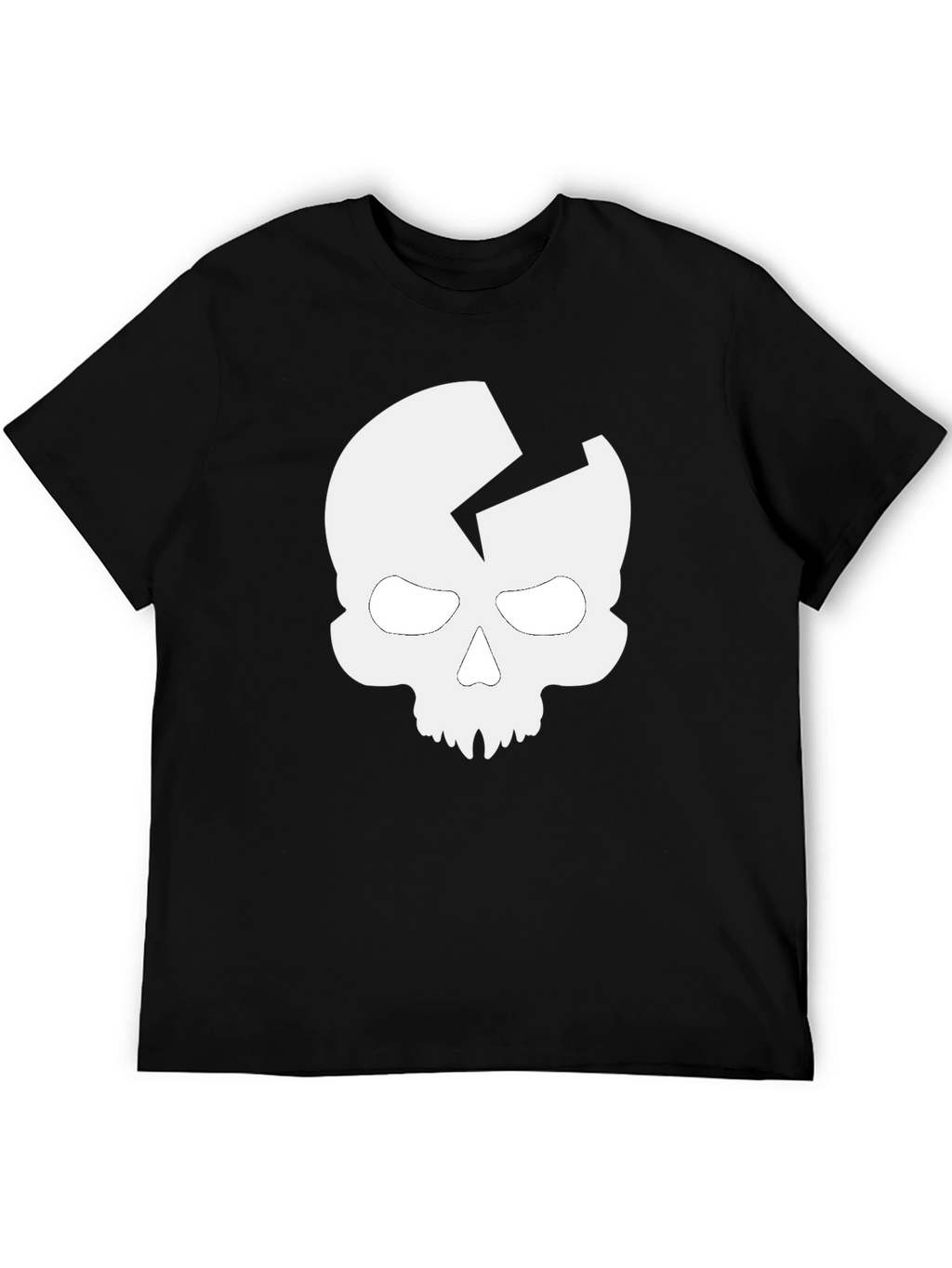 Skull Crack Graphic T-Shirt - Casual Black Tee
