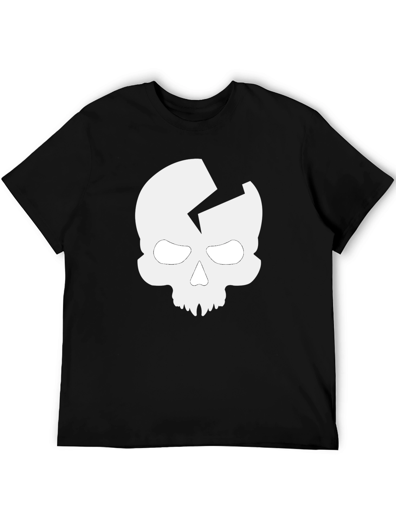 Skull Crack Graphic T-Shirt - Casual Black Tee
