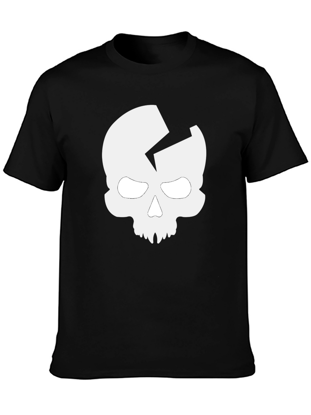 Skull Crack Graphic T-Shirt - Casual Black Tee