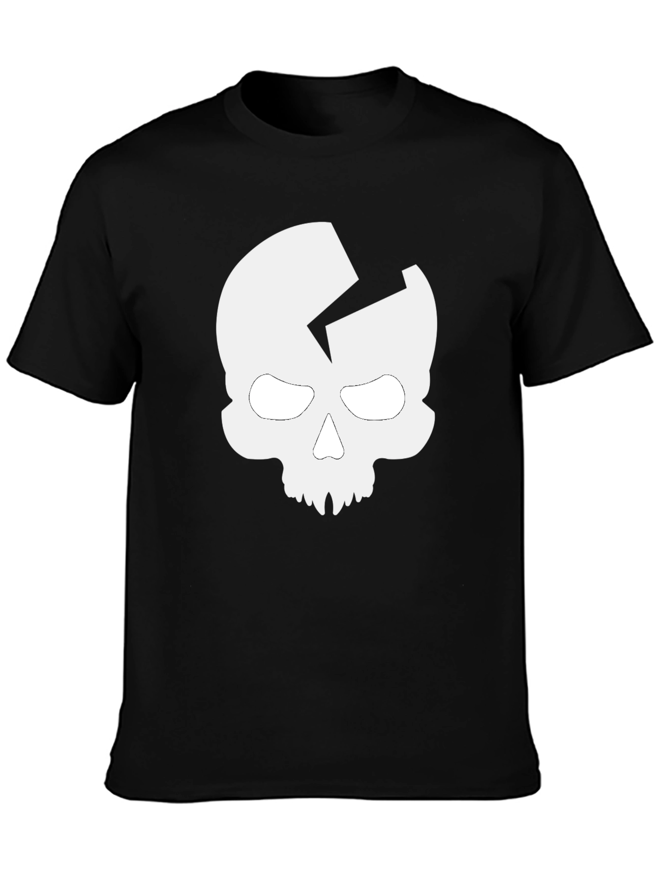 Skull Crack Graphic T-Shirt - Casual Black Tee