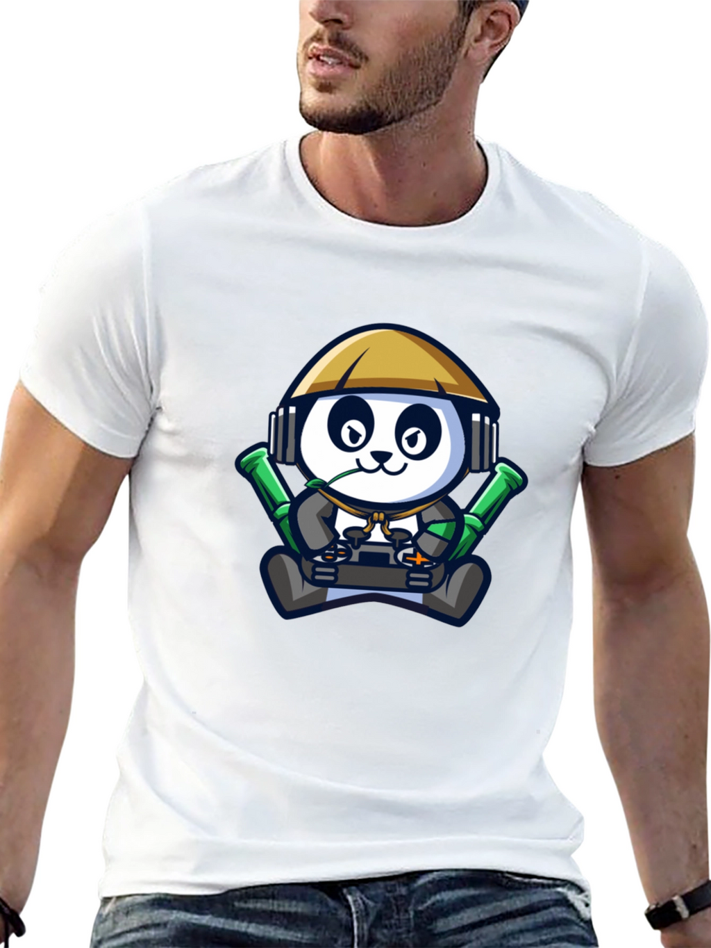 Cool Panda Gamer Black T-Shirt
