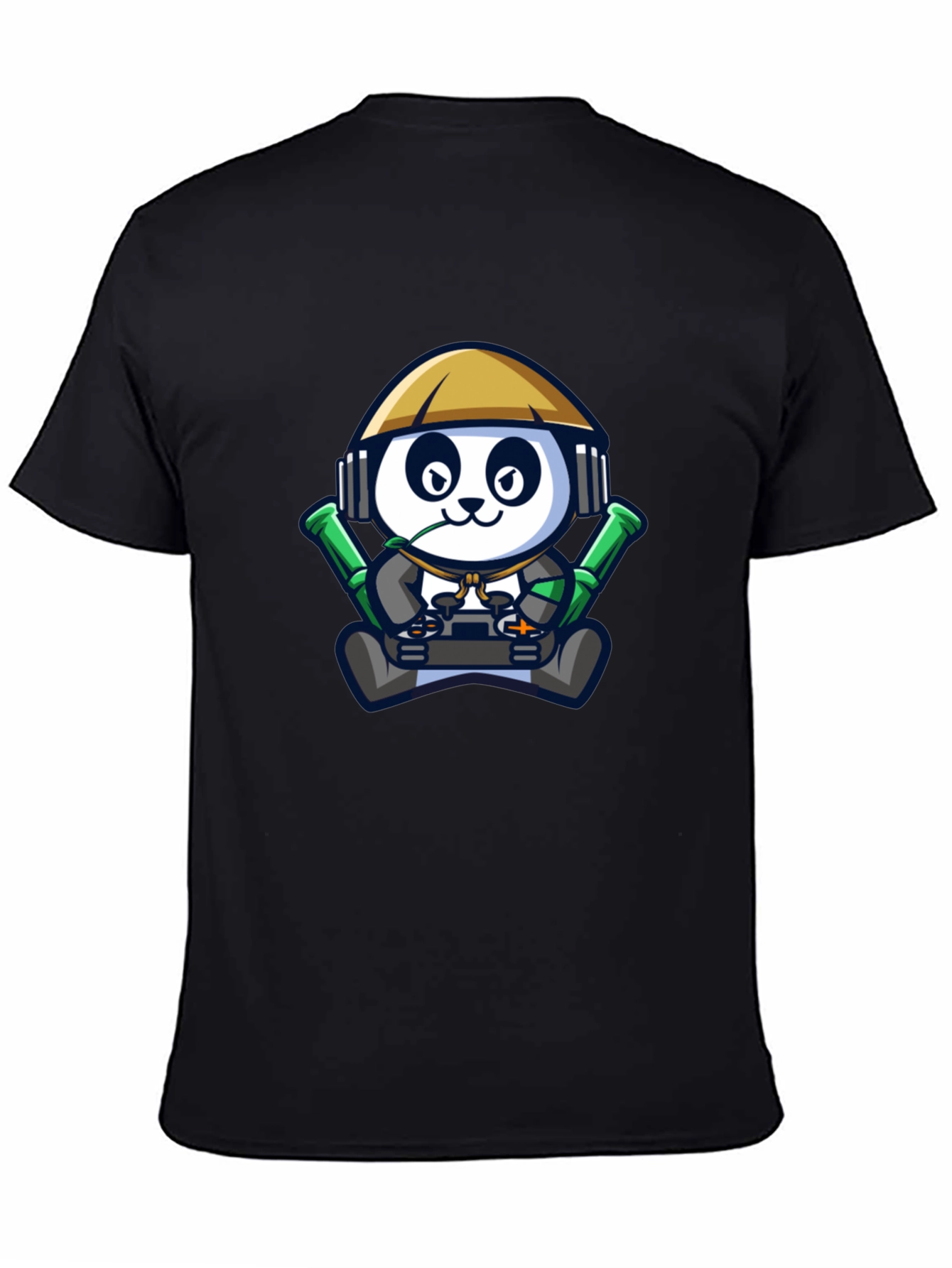 Cool Panda Gamer Black T-Shirt