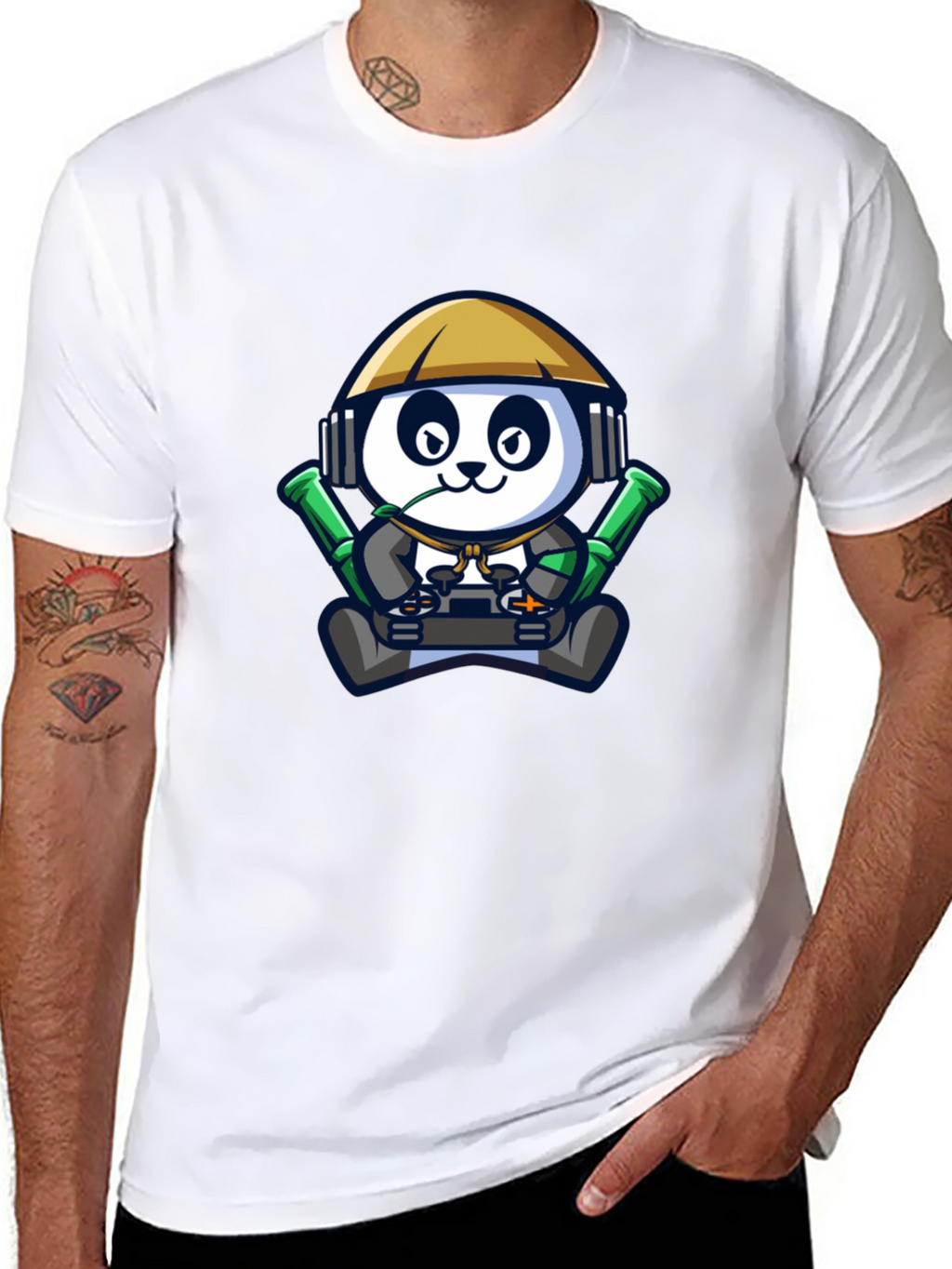 Cool Panda Gamer Black T-Shirt