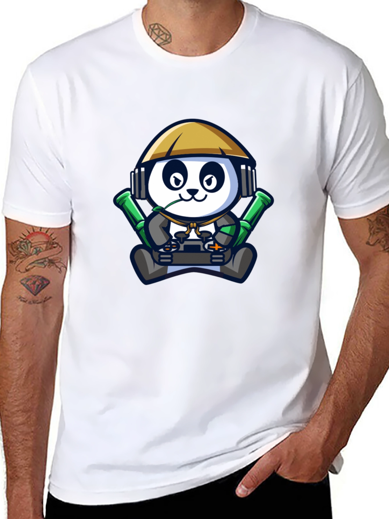 Cool Panda Gamer Black T-Shirt