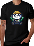 Cool Panda Gamer Black T-Shirt