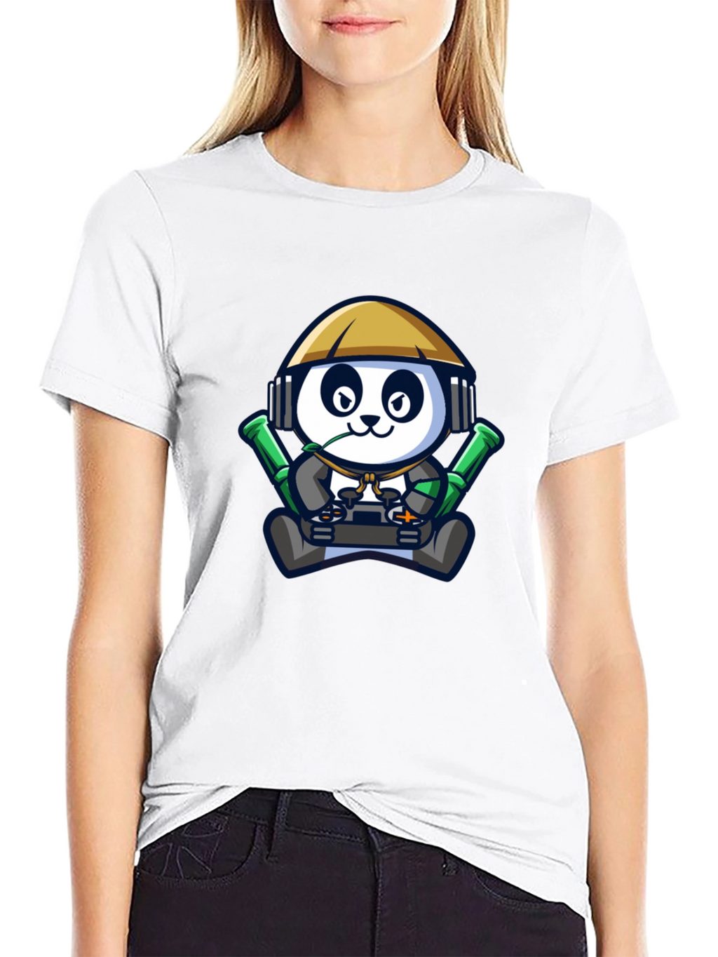 Cool Panda Gamer Black T-Shirt