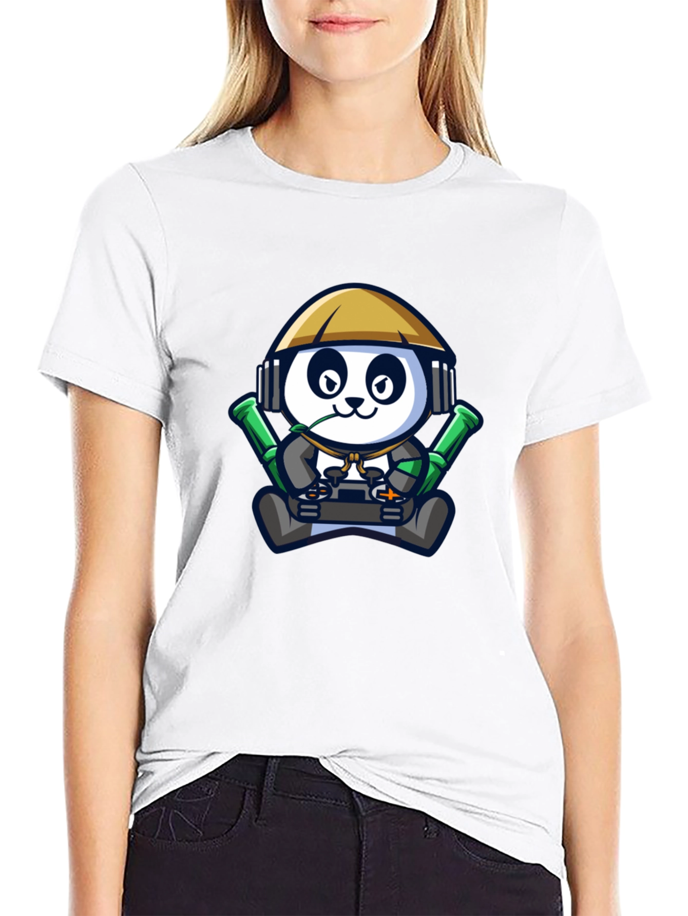 Cool Panda Gamer Black T-Shirt