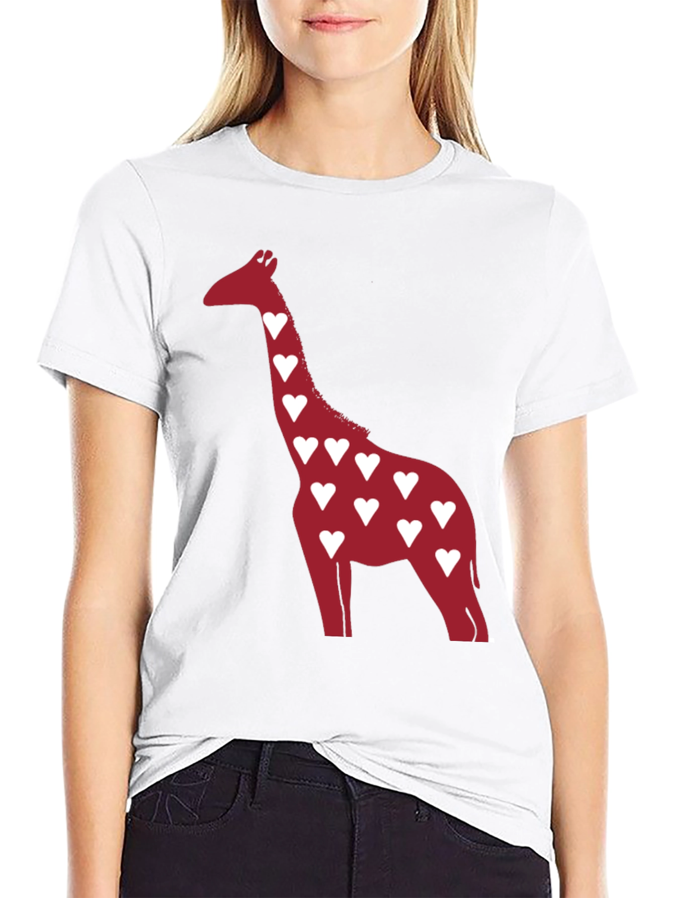 Heart Giraffe Graphic Tee - Stylish Casual Wear