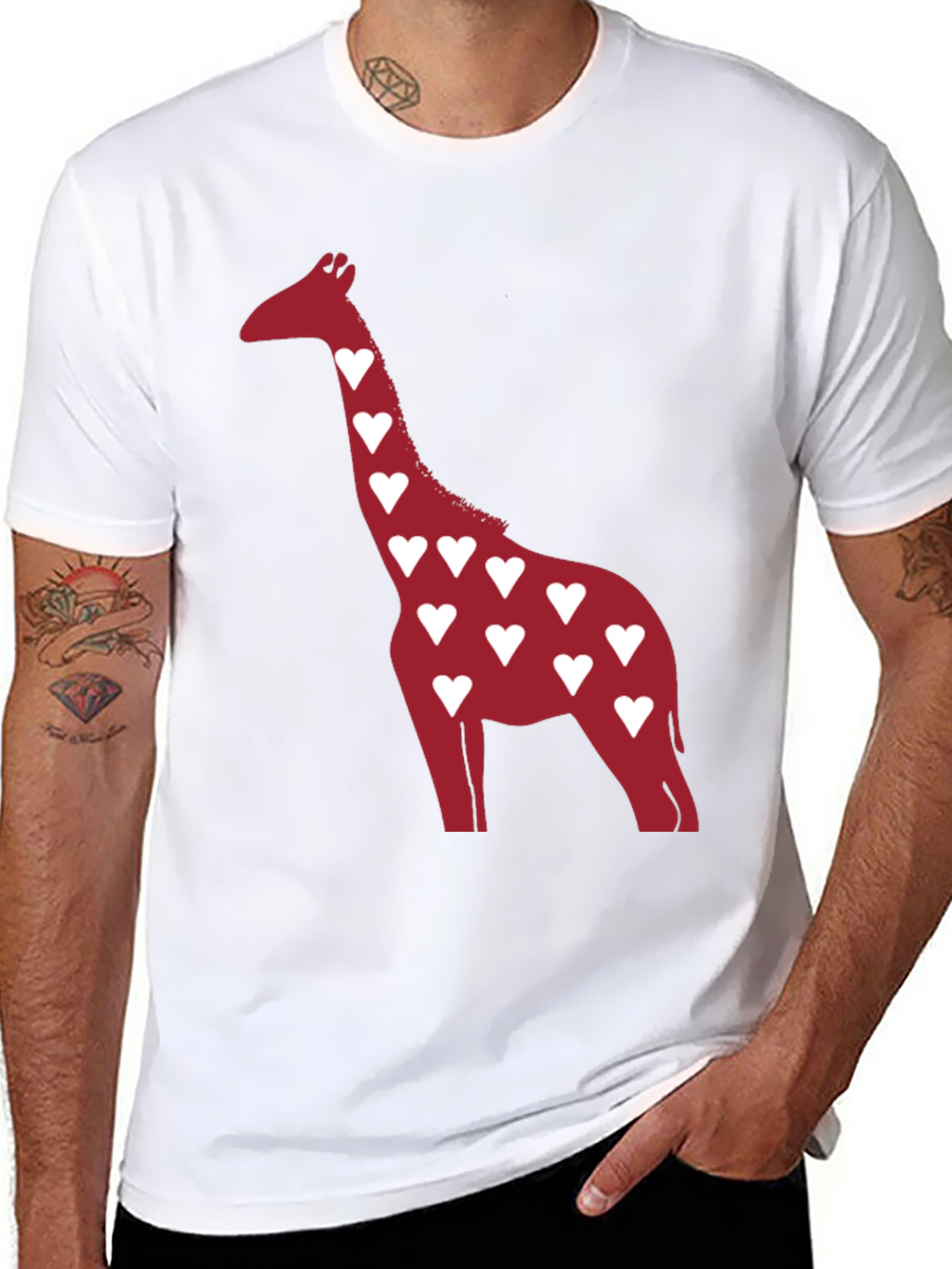 Heart Giraffe Graphic Tee - Stylish Casual Wear