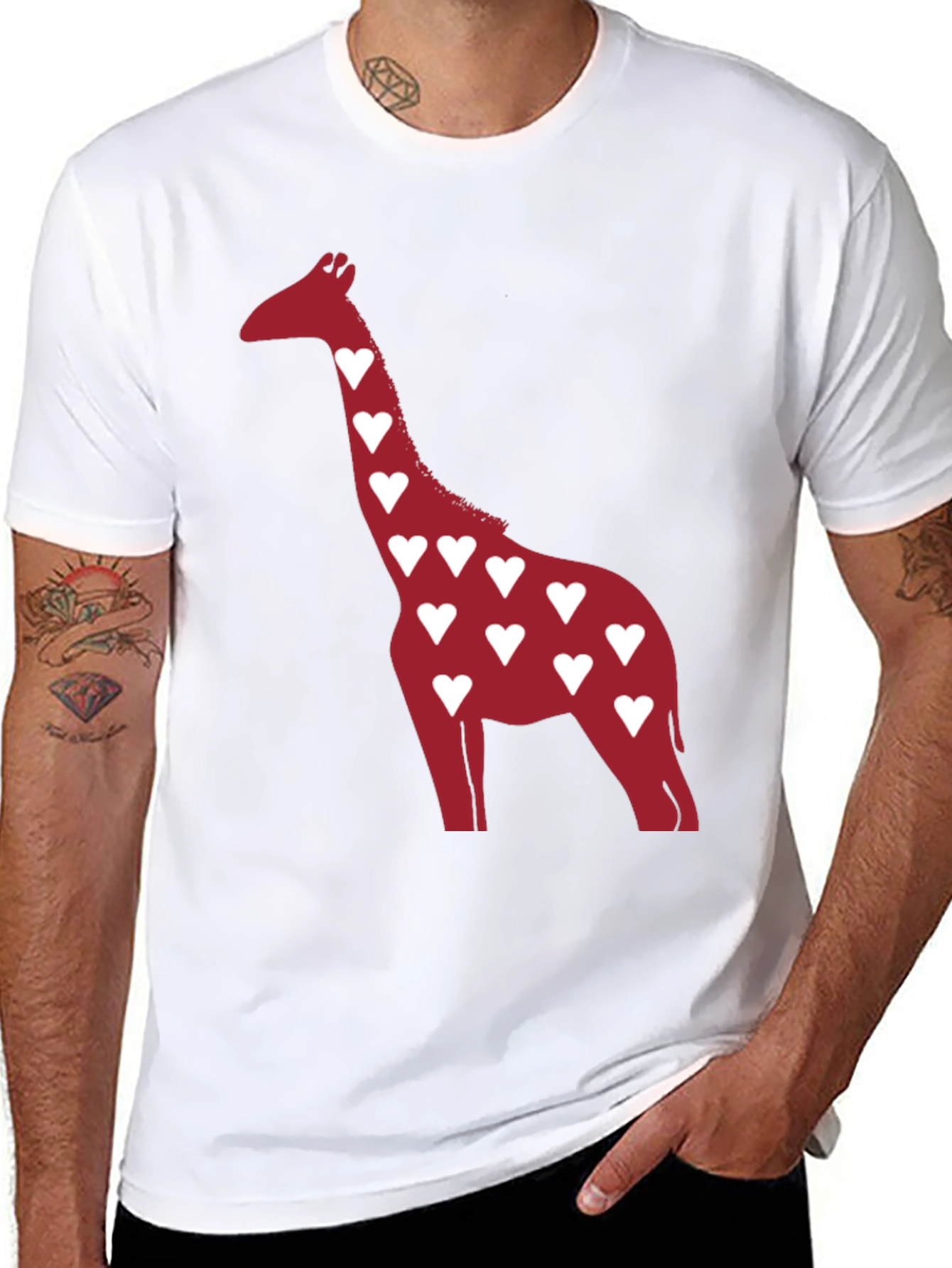 Heart Giraffe Graphic Tee - Stylish Casual Wear