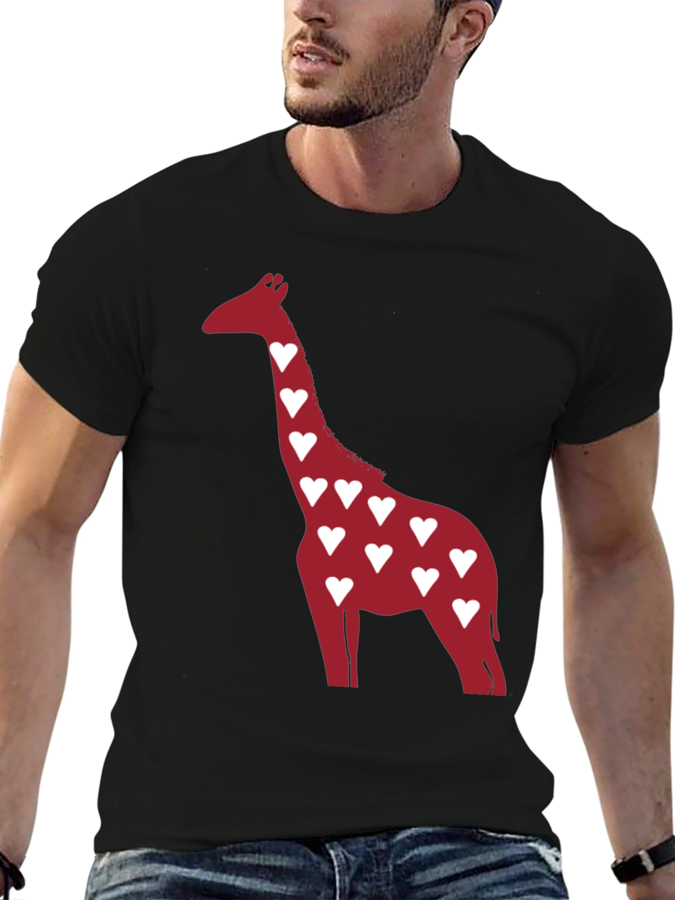 Heart Giraffe Graphic Tee - Stylish Casual Wear