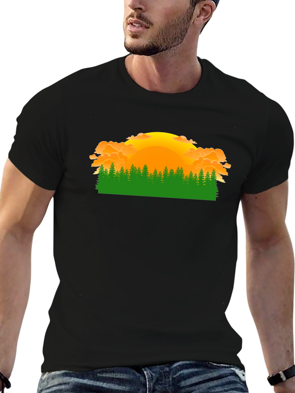 Sunset Forest Graphic Tee - Nature Lover Shirt