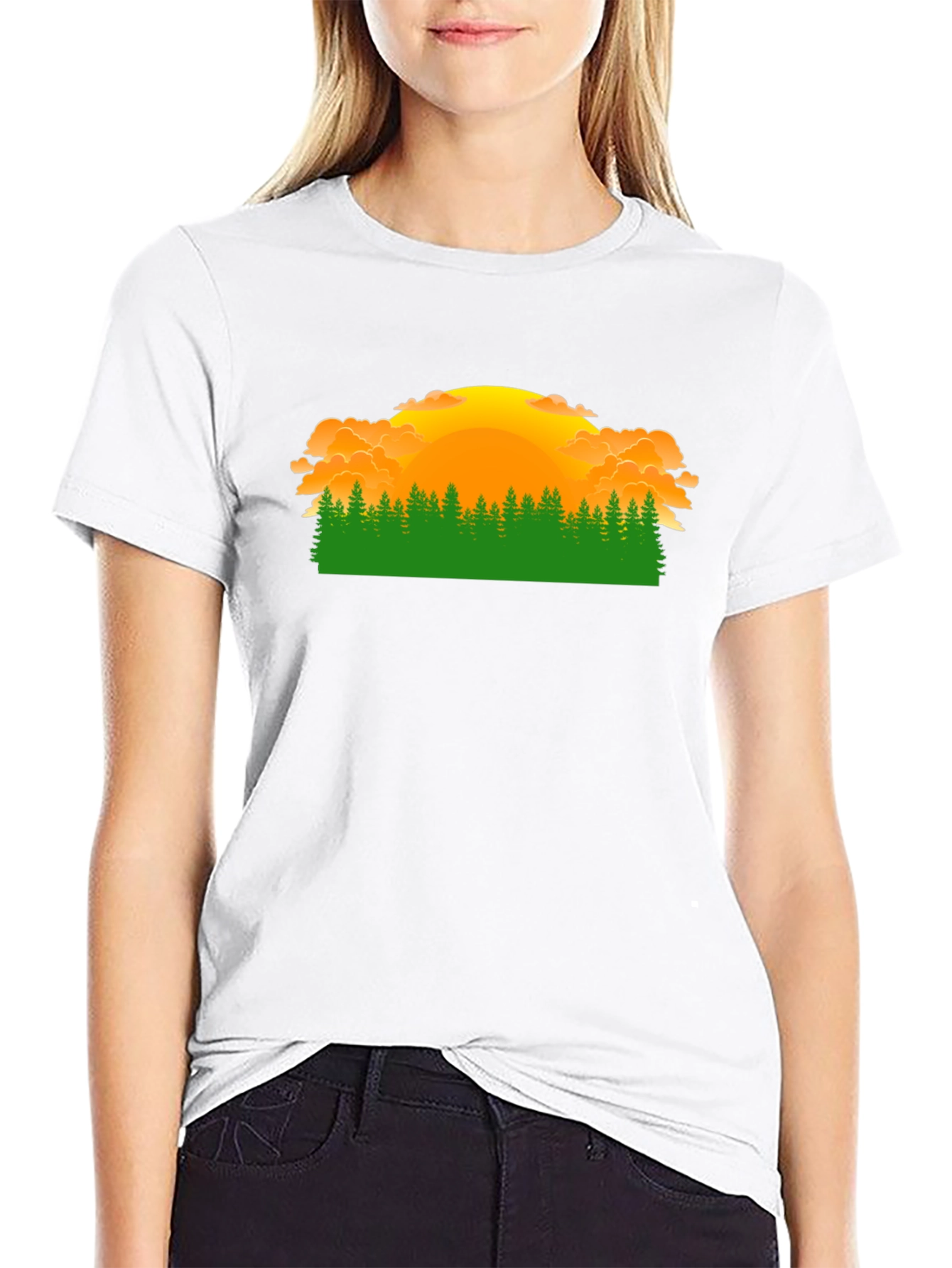 Sunset Forest Graphic Tee - Nature Lover Shirt