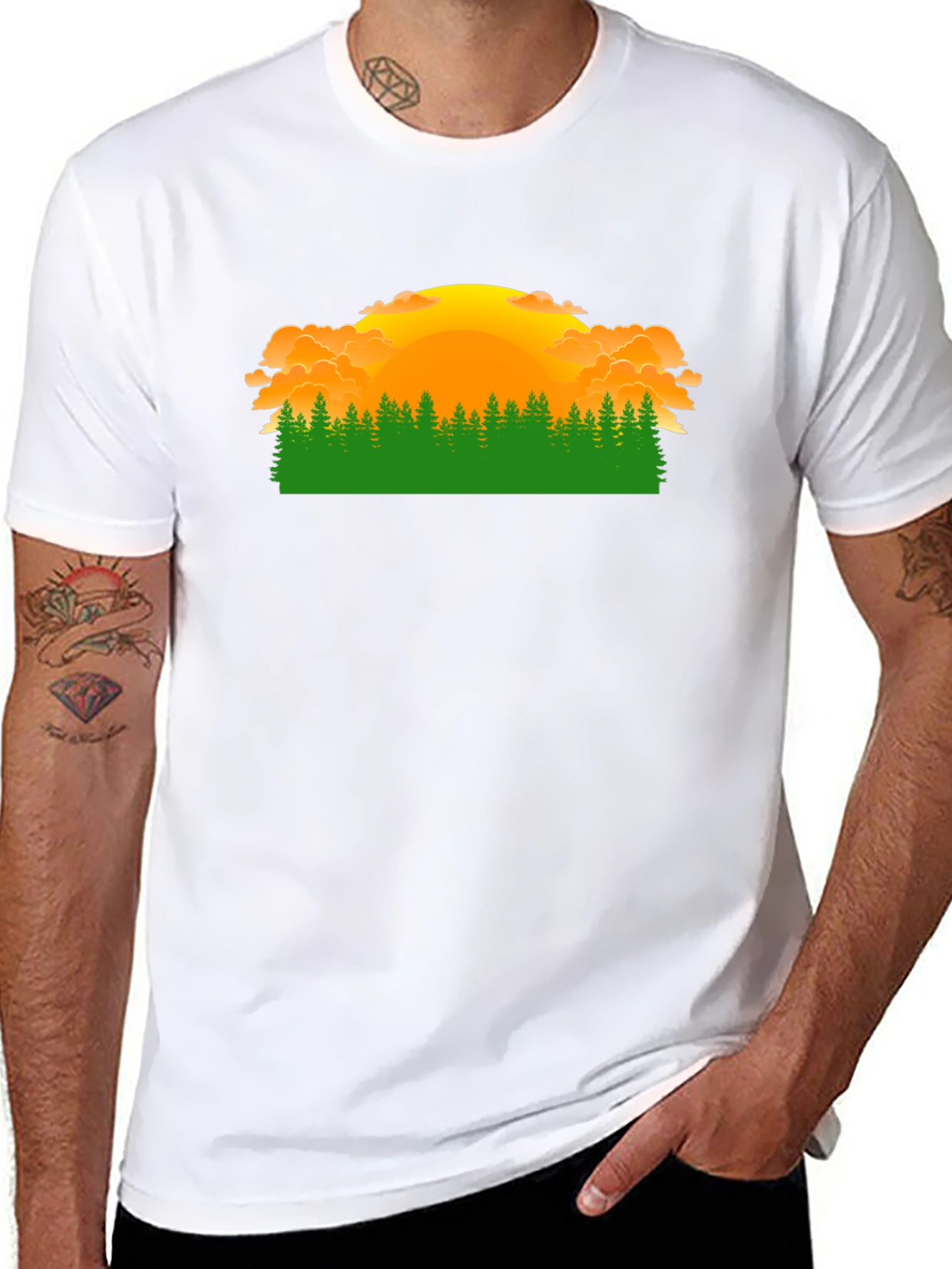 Sunset Forest Graphic Tee - Nature Lover Shirt