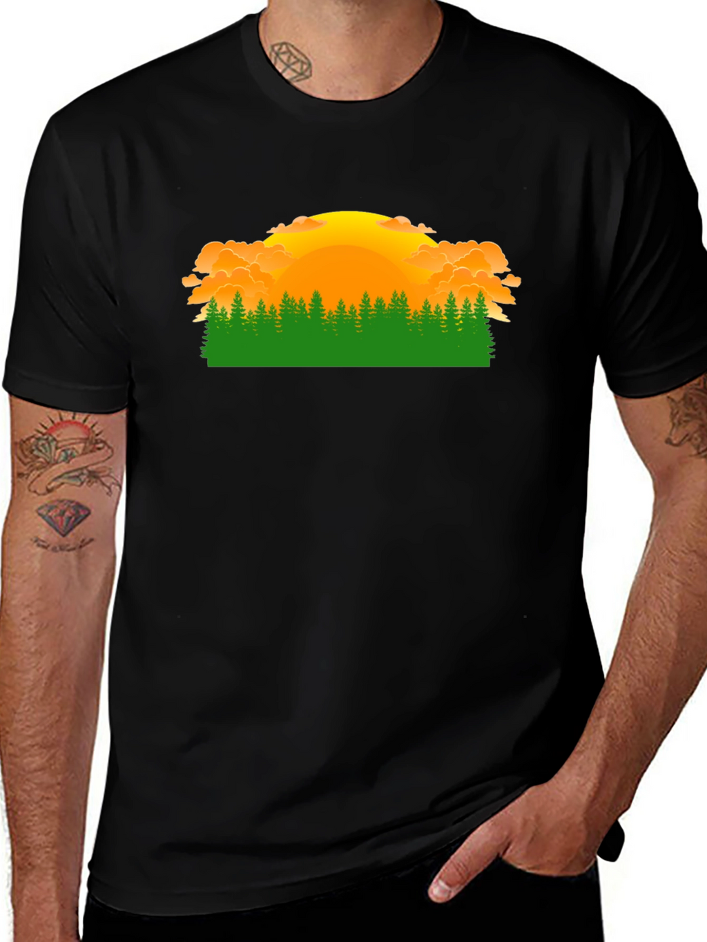 Sunset Forest Graphic Tee - Nature Lover Shirt
