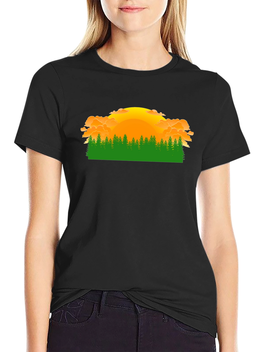 Sunset Forest Graphic Tee - Nature Lover Shirt