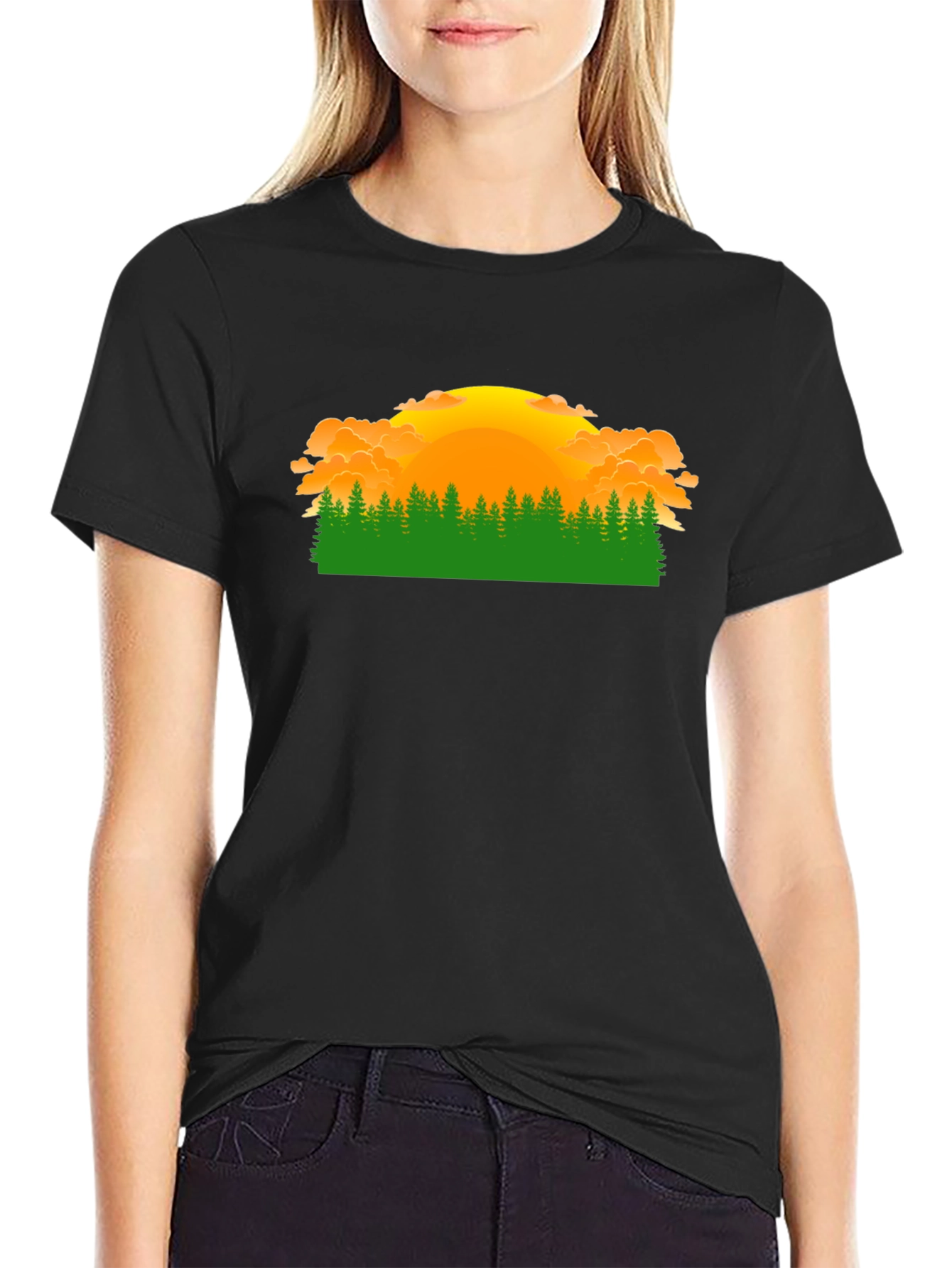 Sunset Forest Graphic Tee - Nature Lover Shirt