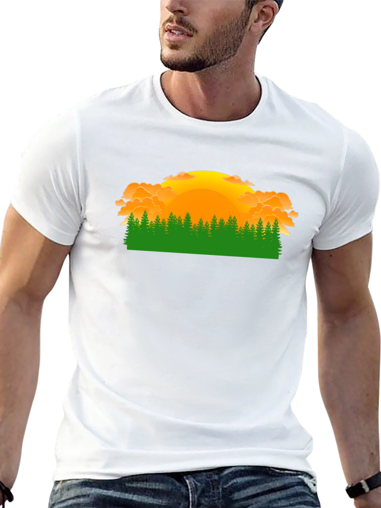 Sunset Forest Graphic Tee - Nature Lover Shirt
