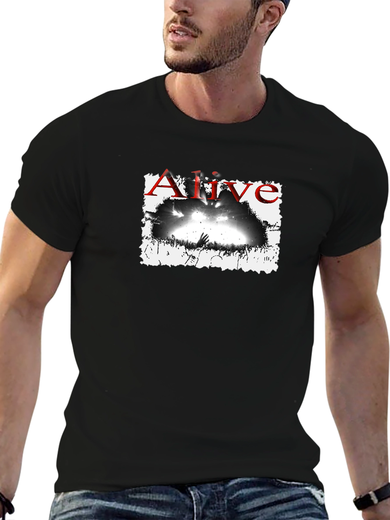 Alive Concert Graphic Tee - Black Cotton T-Shirt