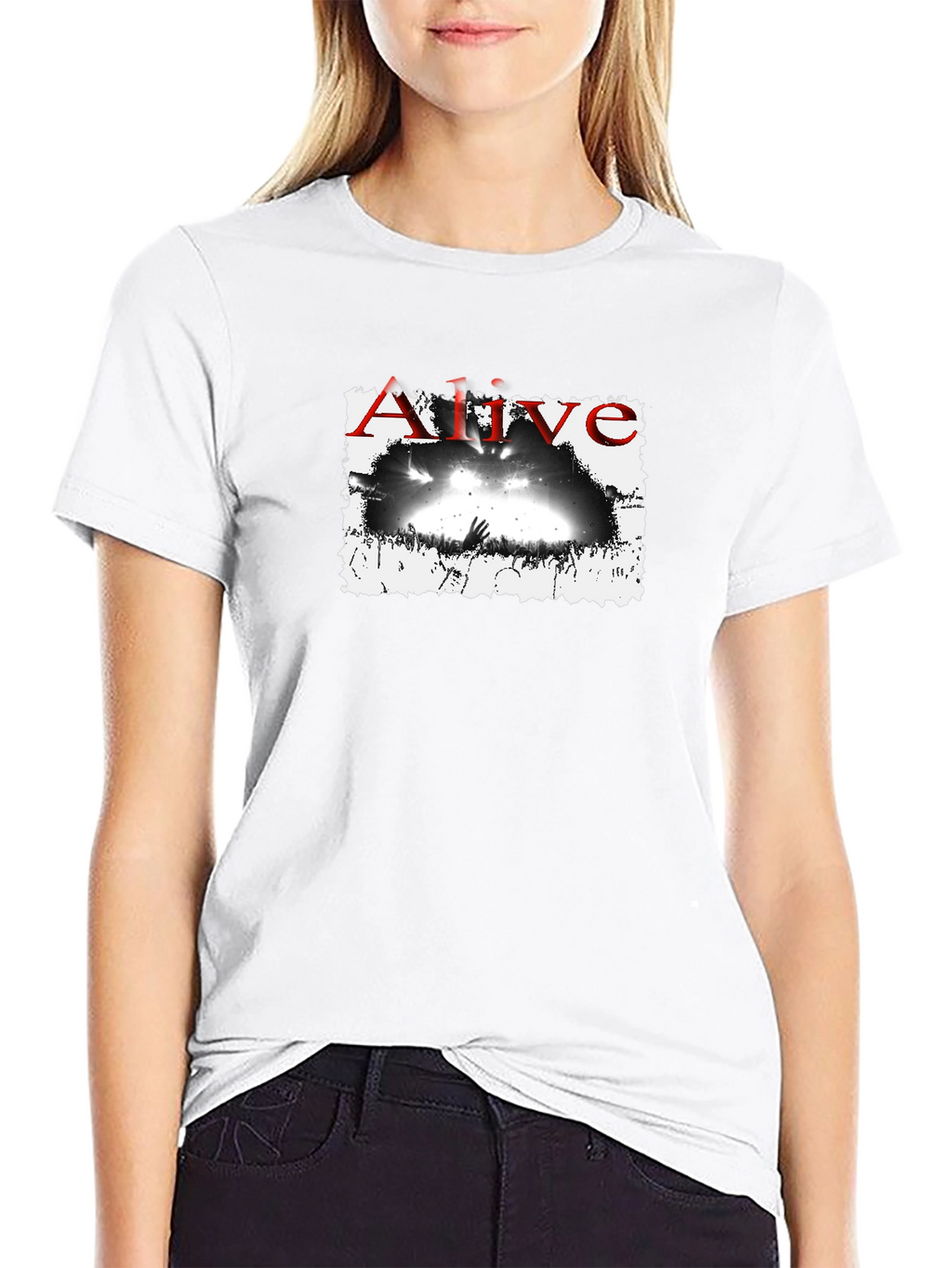 Alive Concert Graphic Tee - Black Cotton T-Shirt