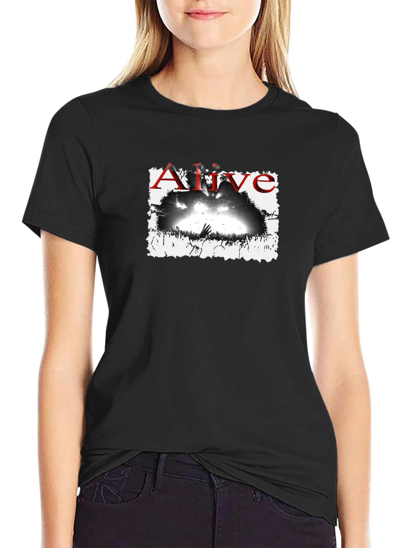 Alive Concert Graphic Tee - Black Cotton T-Shirt