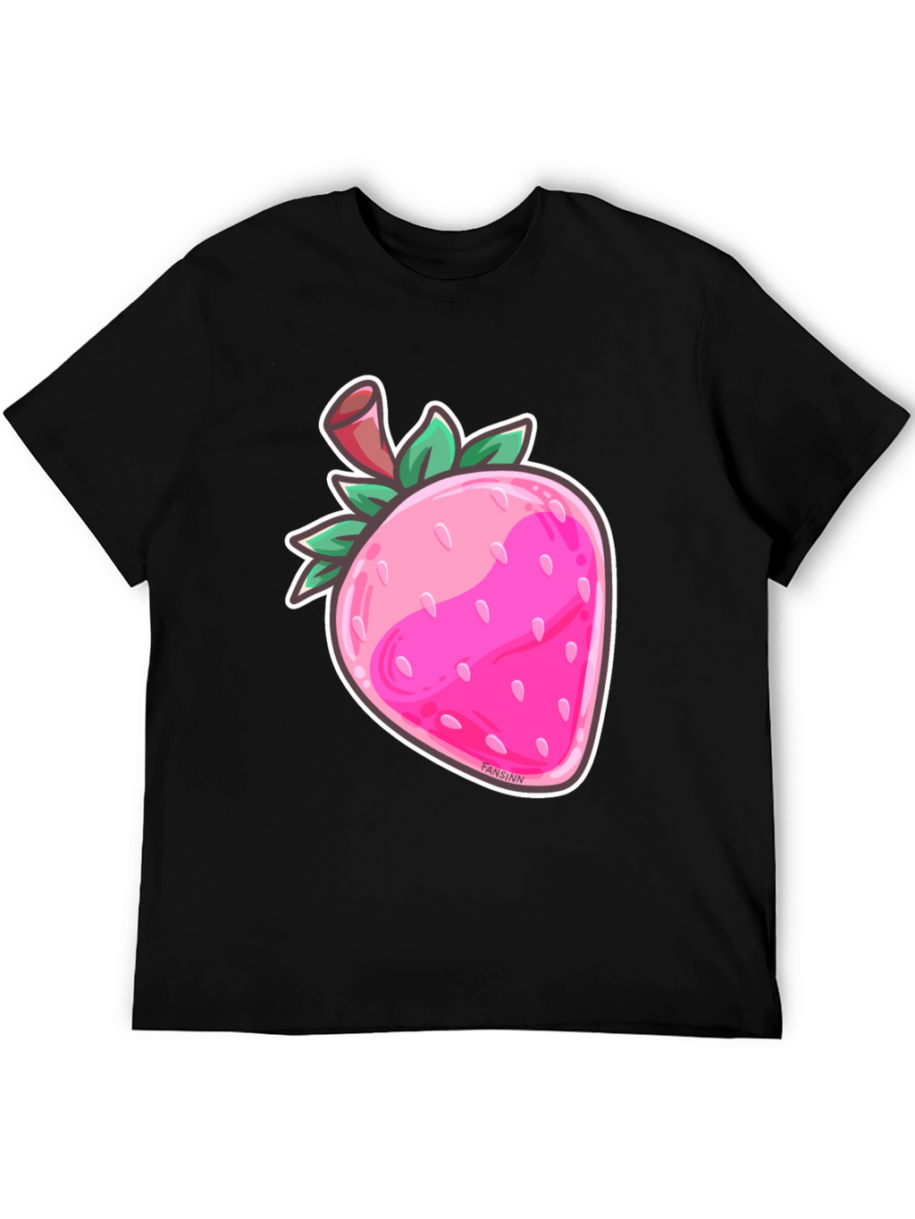 Strawberry Graphic Print Black T-Shirt
