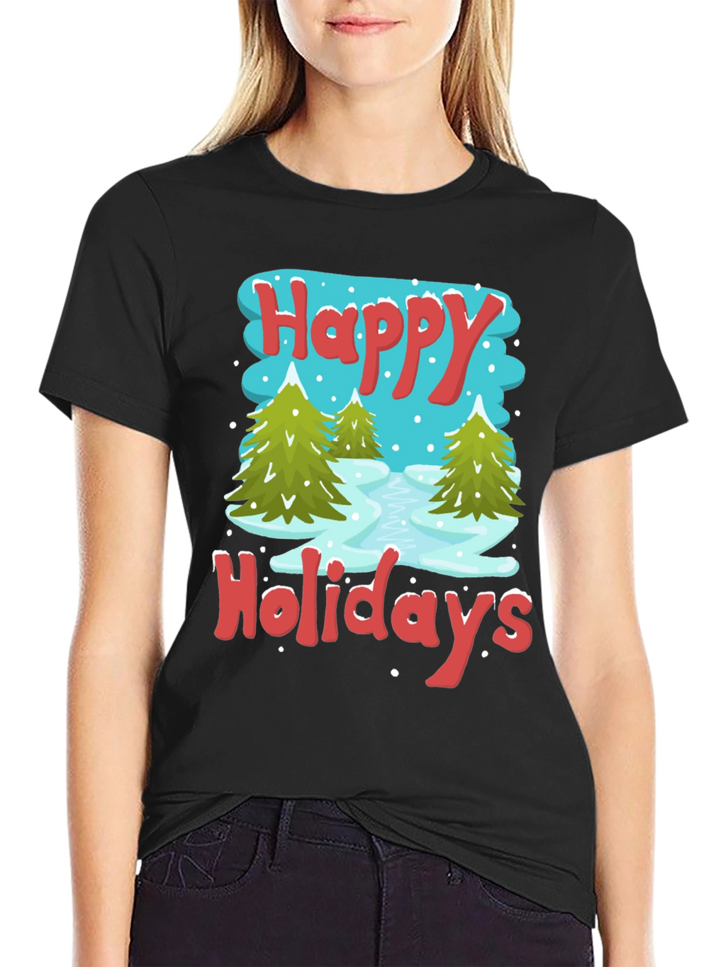 Happy Holidays Graphic Tee - Winter Scene