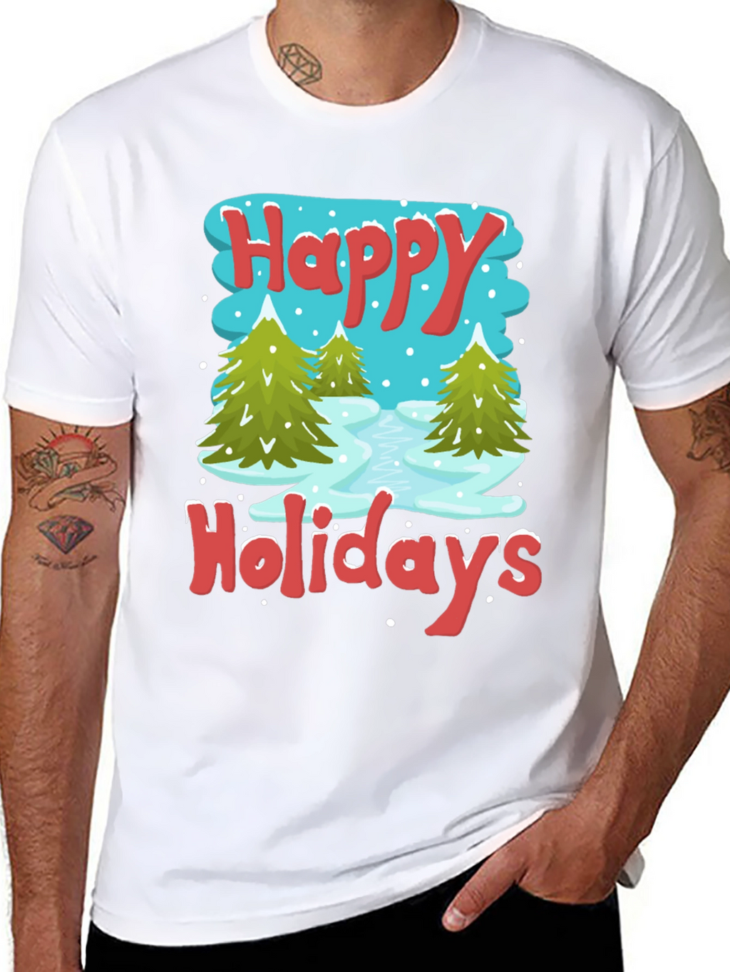 Happy Holidays Graphic Tee - Winter Scene