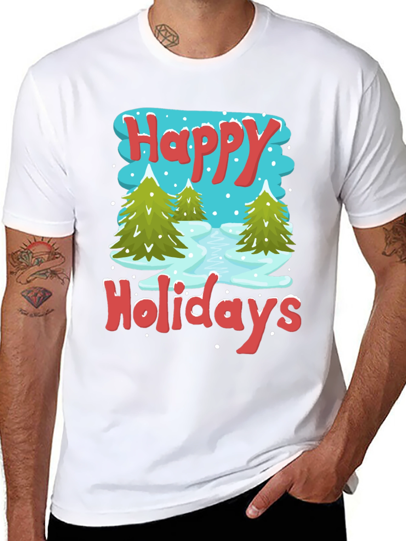 Happy Holidays Graphic Tee - Winter Scene