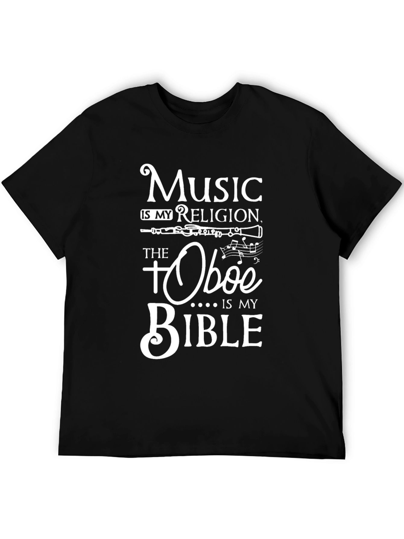Music is My Religion Oboe Bible T-Shirt