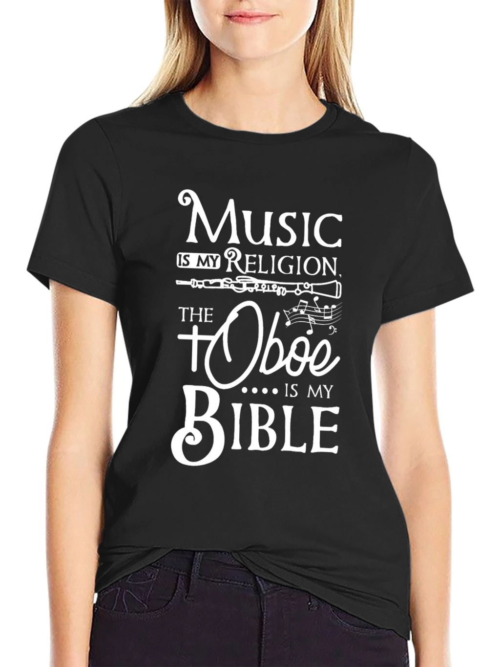 Music is My Religion Oboe Bible T-Shirt