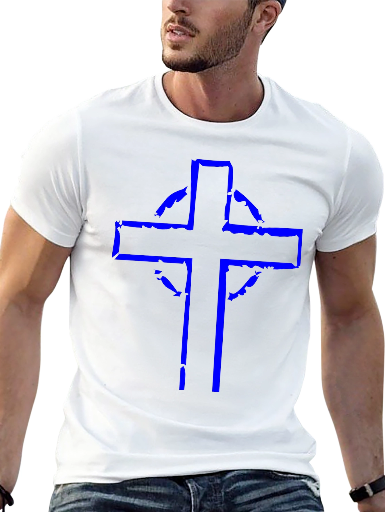 Distressed Celtic Cross Graphic Tee - Black