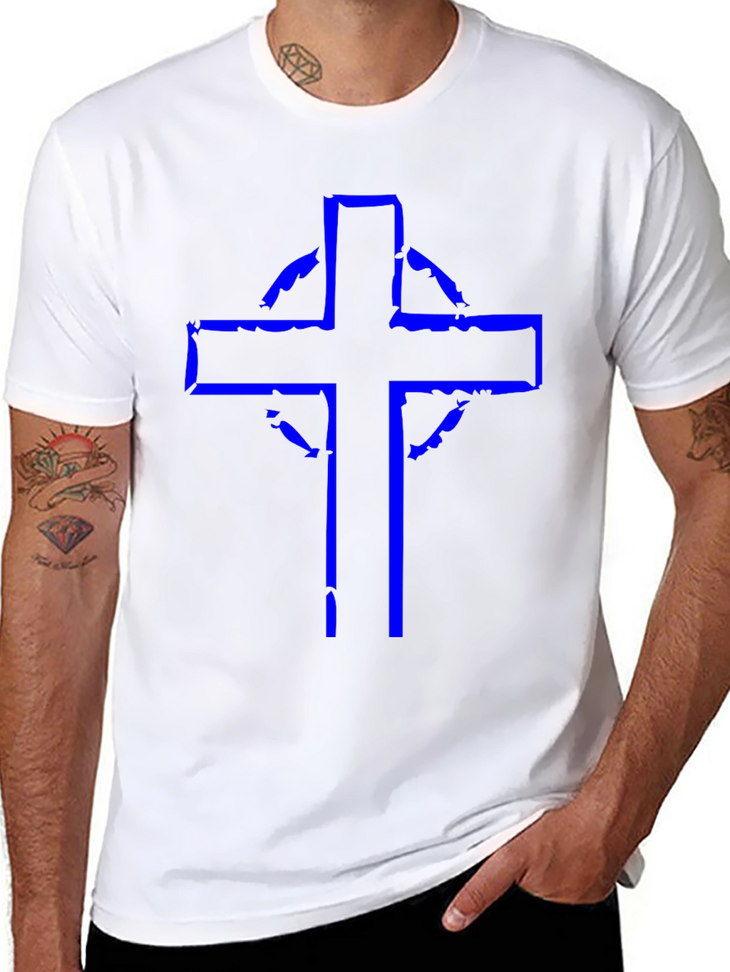 Distressed Celtic Cross Graphic Tee - Black