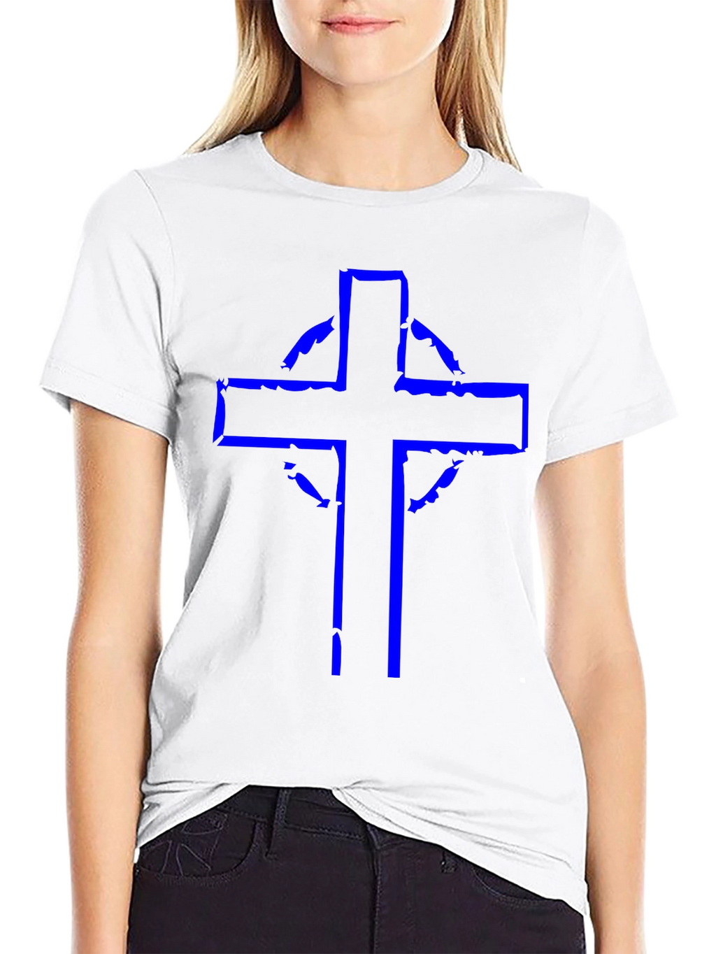 Distressed Celtic Cross Graphic Tee - Black