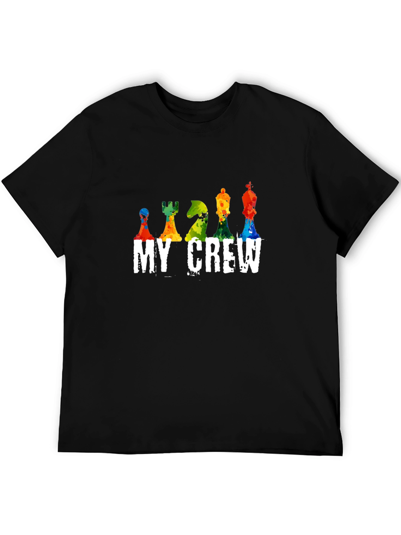 Colorful Chess Piece My Crew Black T-Shirt