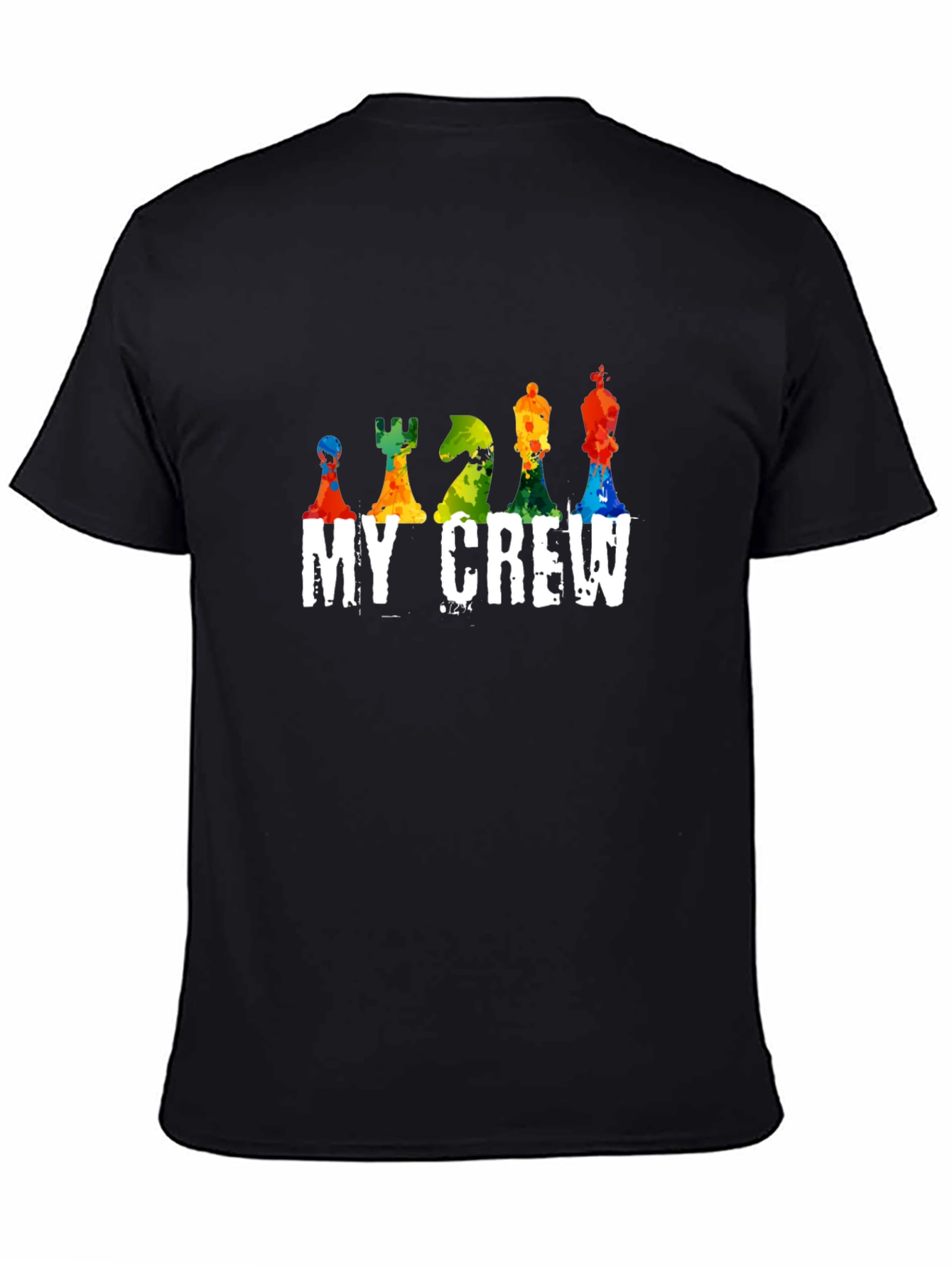 Colorful Chess Piece My Crew Black T-Shirt