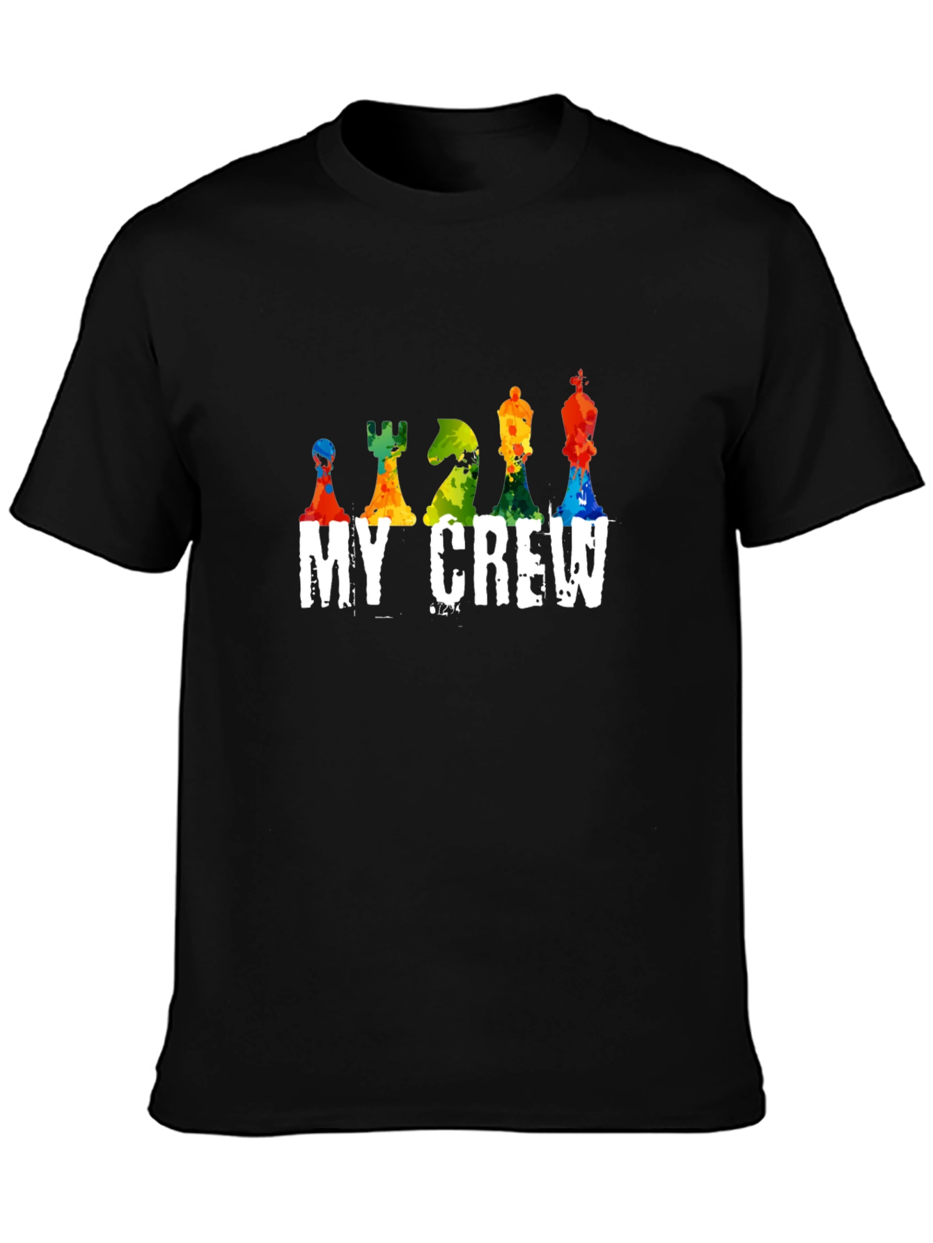 Colorful Chess Piece My Crew Black T-Shirt