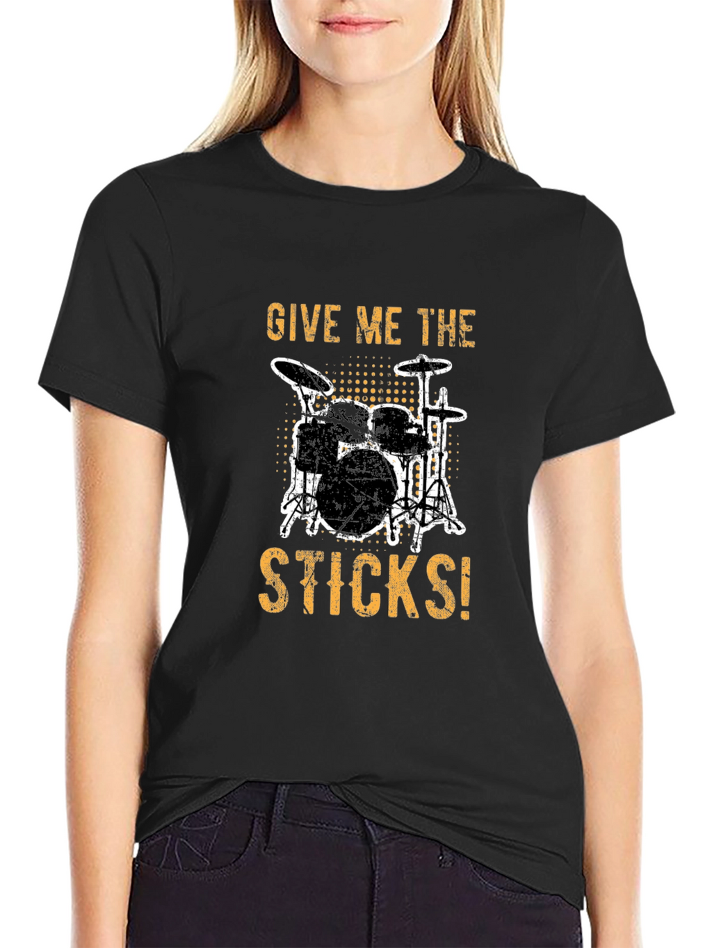 Give Me The Sticks Drummer T-Shirt - Black