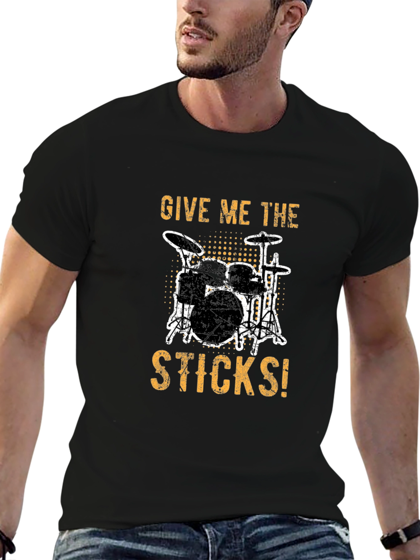 Give Me The Sticks Drummer T-Shirt - Black