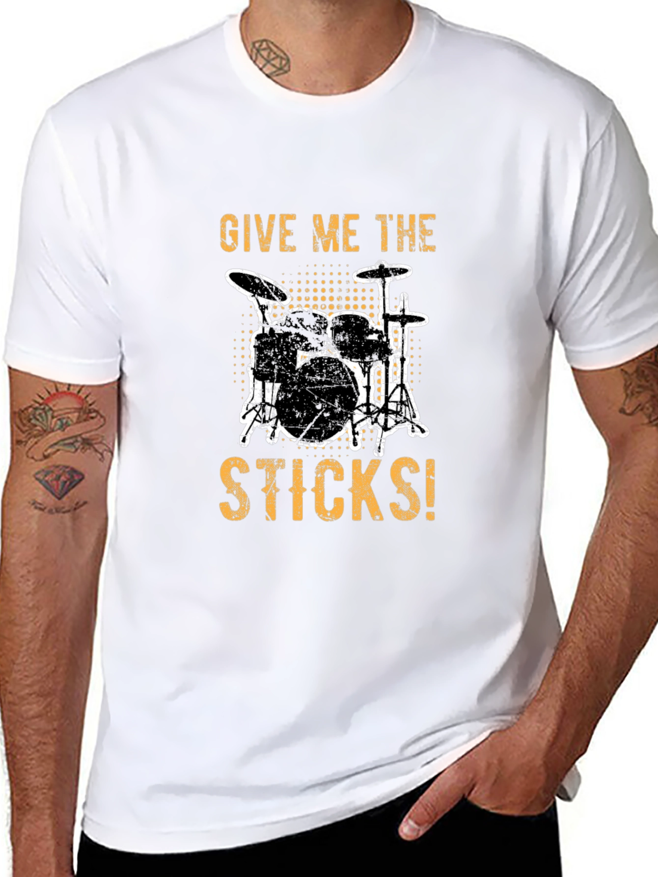 Give Me The Sticks Drummer T-Shirt - Black