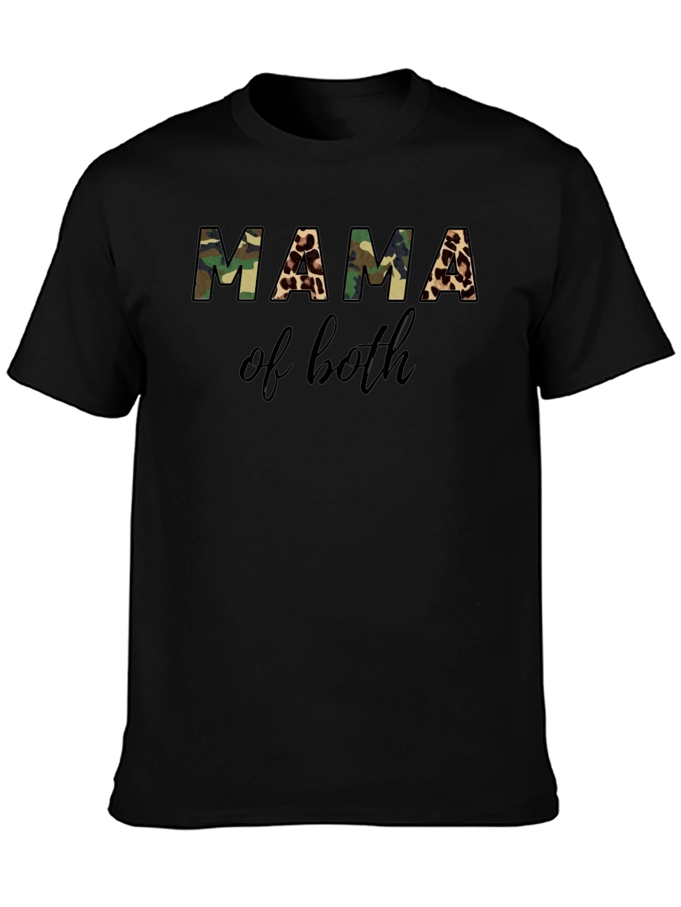 Mama of Both T-Shirt - Camo and Leopard Print Design