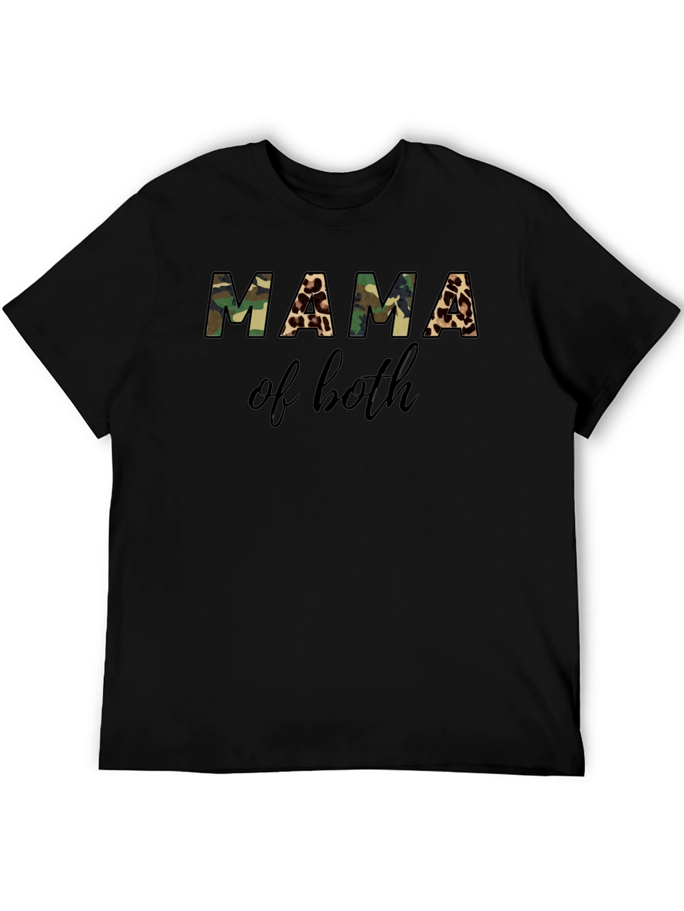 Mama of Both T-Shirt - Camo and Leopard Print Design