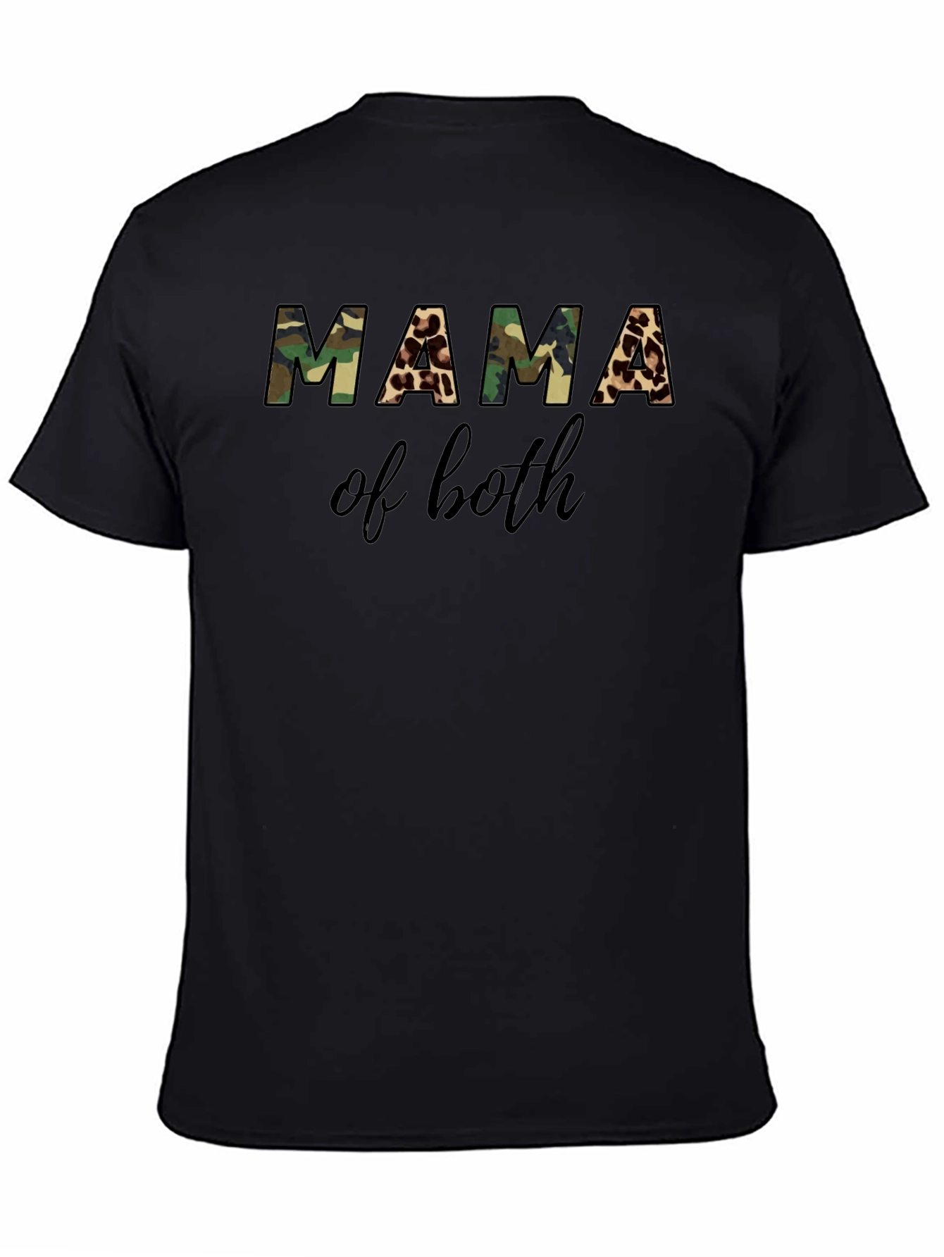 Mama of Both T-Shirt - Camo and Leopard Print Design