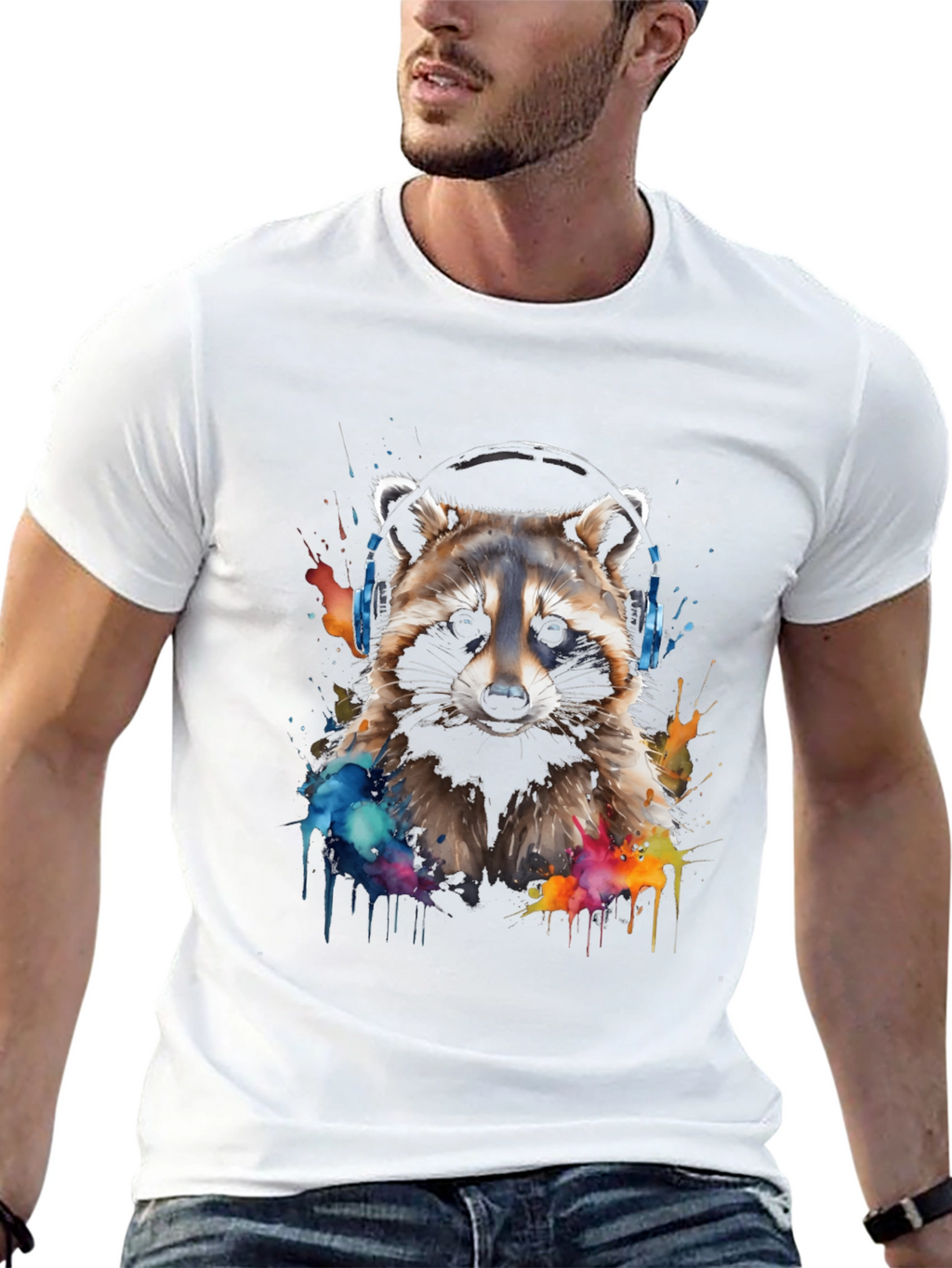 Raccoon Headphone Graphic Tee
