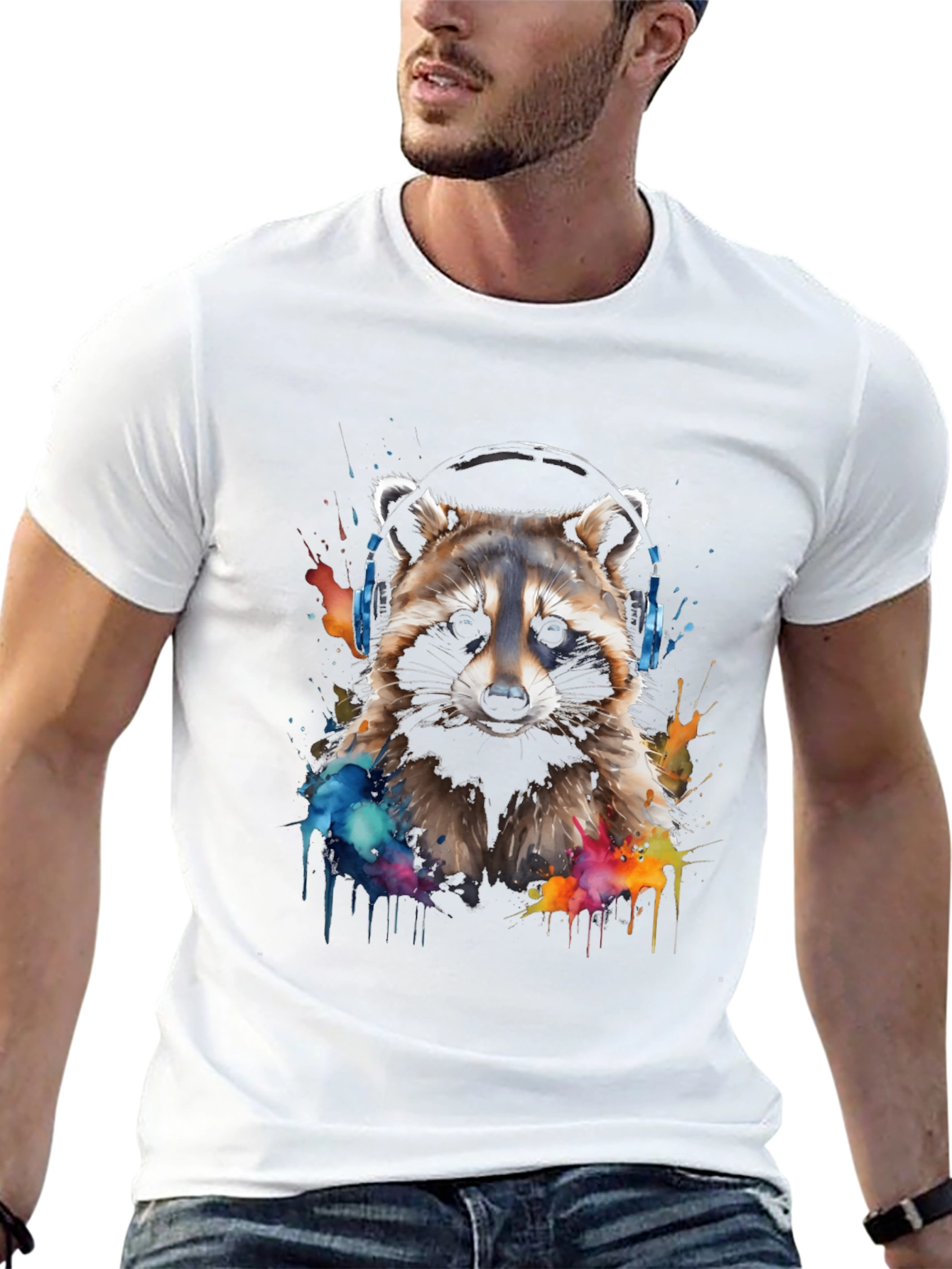 Raccoon Headphone Graphic Tee