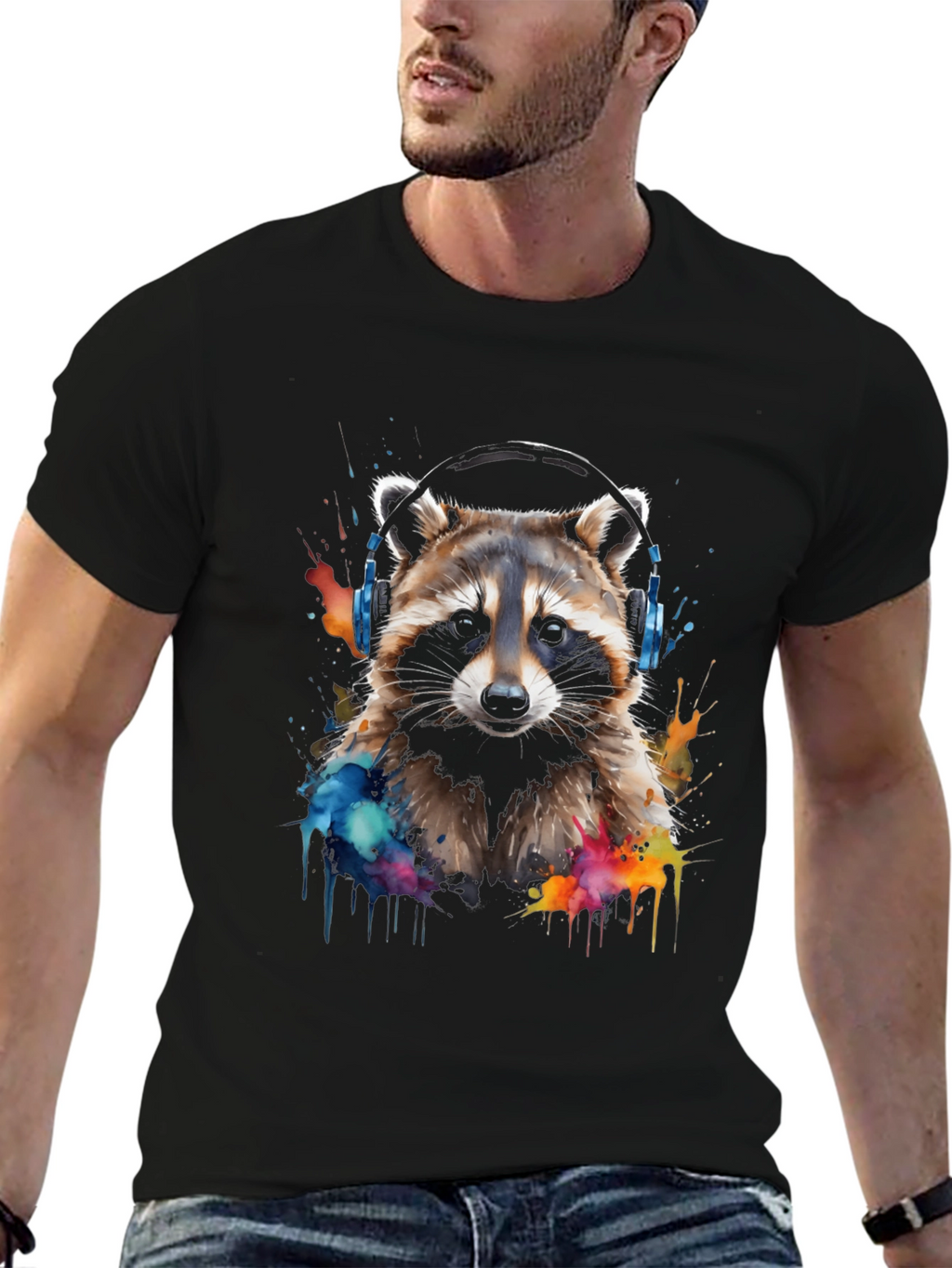 Raccoon Headphone Graphic Tee