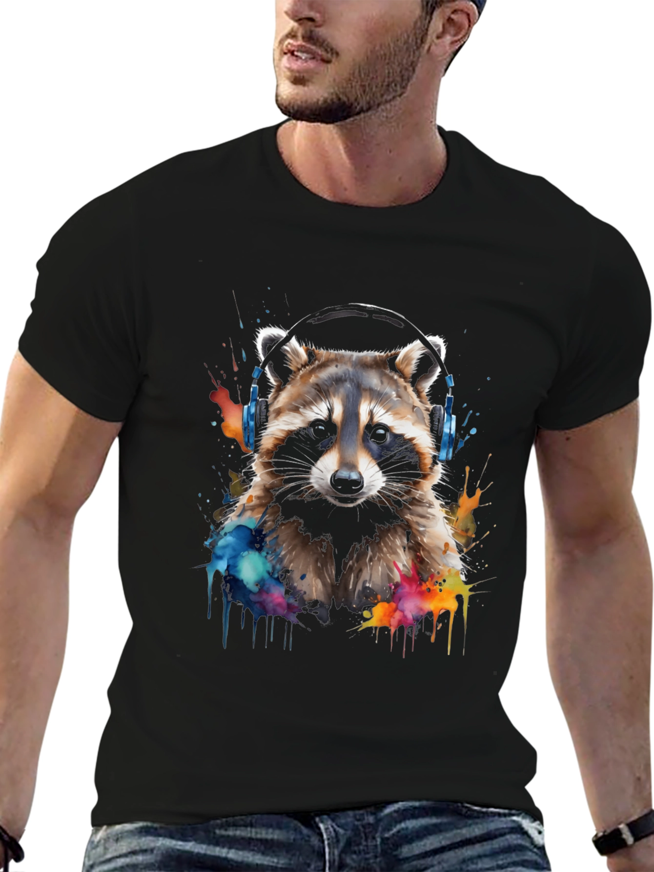 Raccoon Headphone Graphic Tee