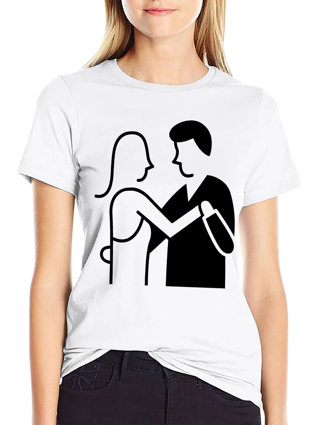 Dancing Couple Graphic Tee - Black Cotton Comfort