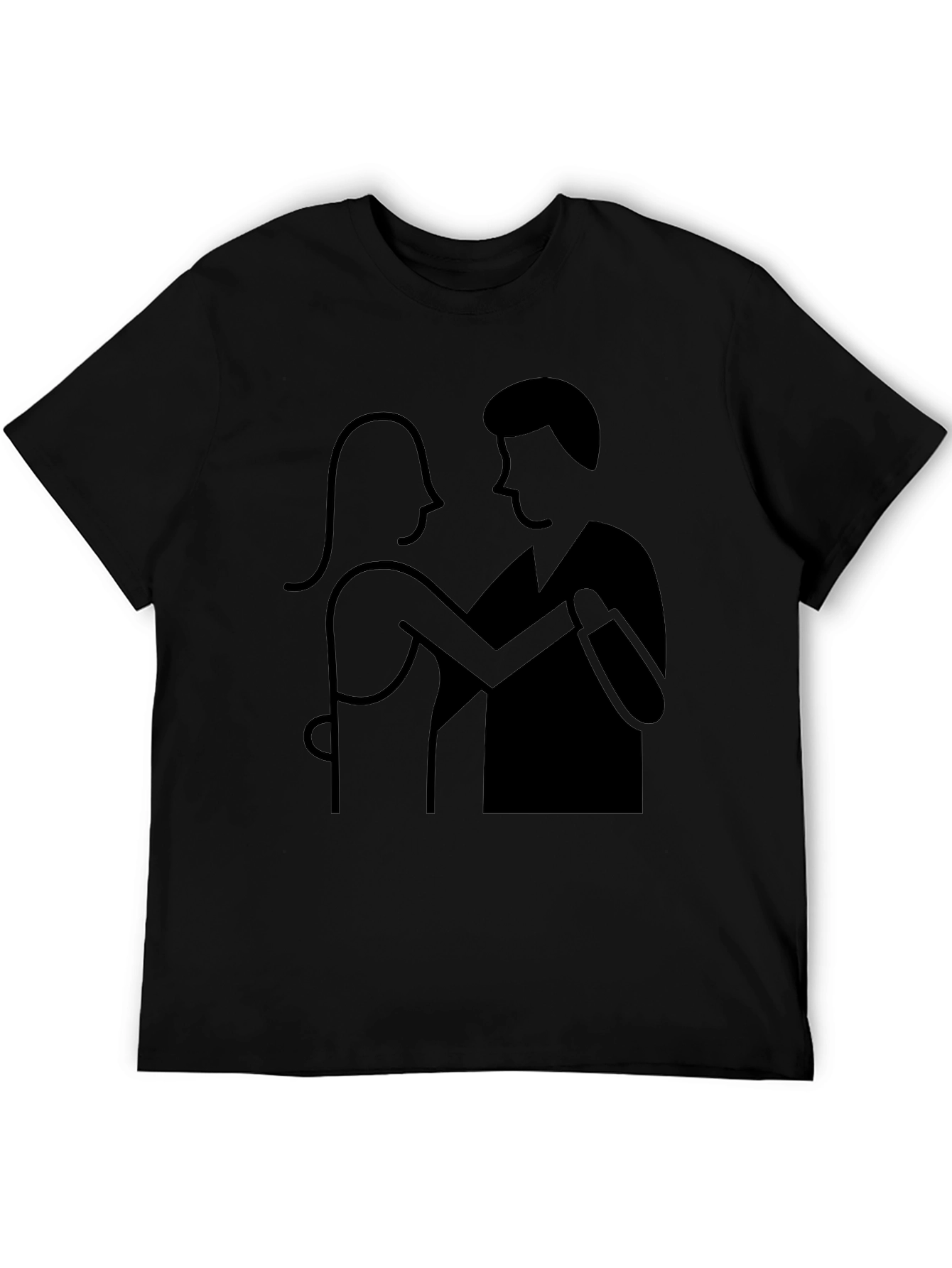 Dancing Couple Graphic Tee - Black Cotton Comfort