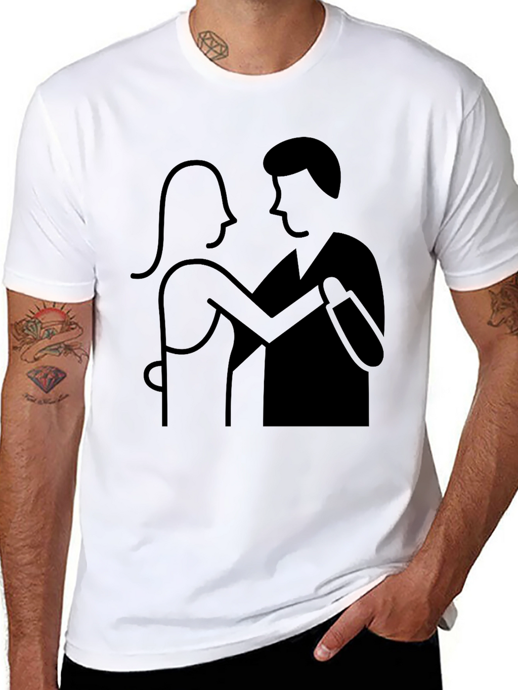 Dancing Couple Graphic Tee - Black Cotton Comfort